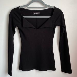 EUC Reformation Black Ribbed Sweater V-Neck XS